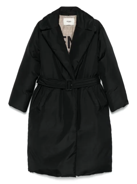 FENDI logo-embroidered coat Black FAN194AT8E