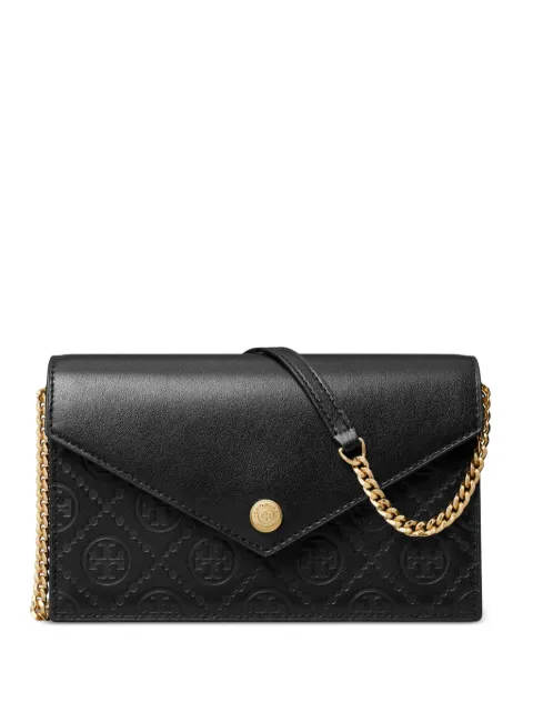 Tory Burch T Monogram leather envelope chain wallet Black 165017