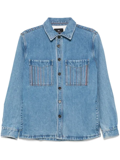 PS Paul Smith stripe-embroidered shirt jacket Blue M2R413ZEP21984