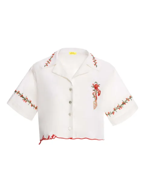 Agua Bendita Itsy floral-embroidered scalloped top White 17871