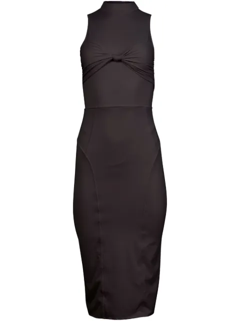 Fleur Du Mal knot-detail jersey midi dress Black DR06200100
