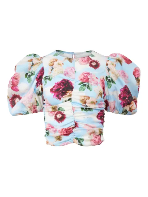 Fleur Du Mal Dreamy Floral top Blue TP06761016