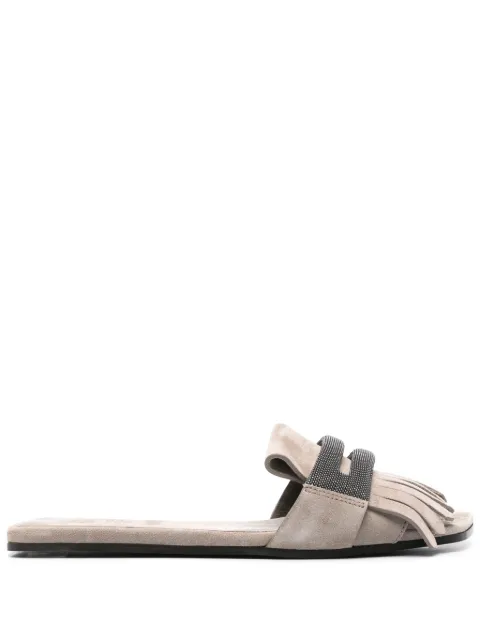 Brunello Cucinelli Monili chain-detail slides Grey MZSFC2873C5859