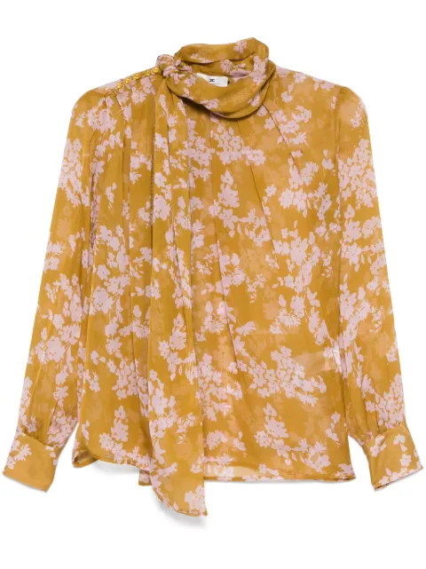 Elisabetta Franchi voile printed blouse Yellow CAS7951E2