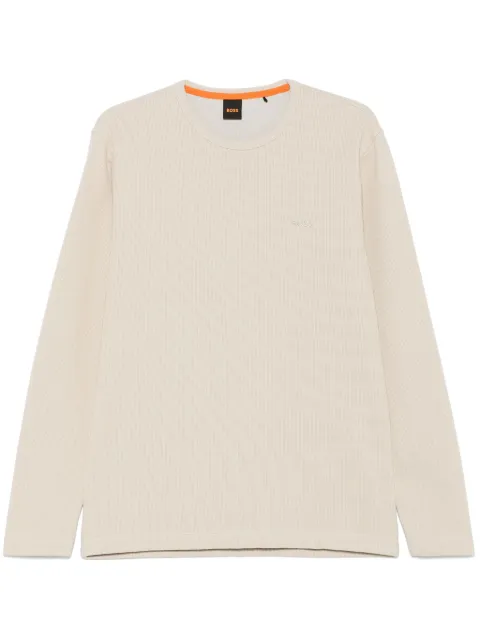 BOSS logo-embroidered sweater Neutrals 50520725