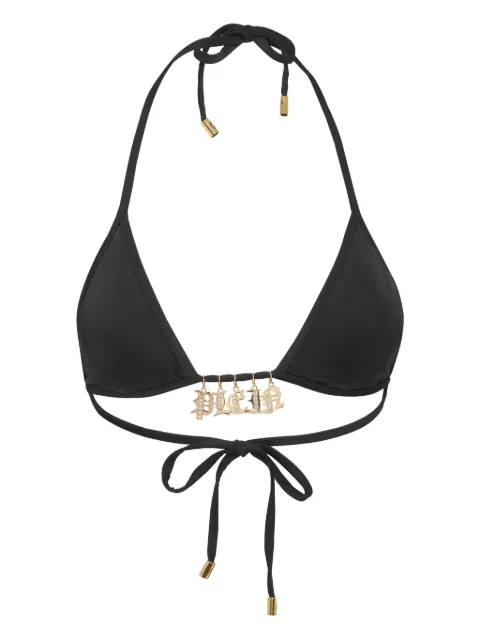 Philipp Plein swimwear top triangle bra charms Black SAECWUZ0148PTE003N