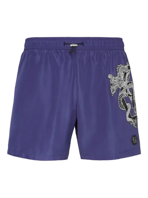 Philipp Plein dragon-print swim shorts Blue SAECMMT0378PNY002N