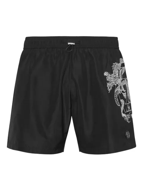 Philipp Plein dragon-print swim shorts Black SAECMMT0378PNY002N