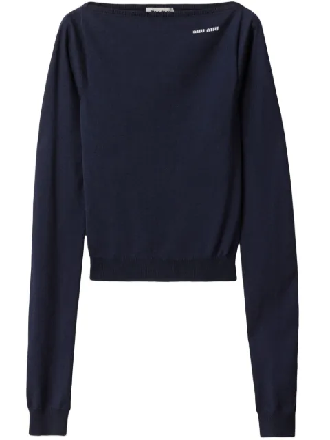 Miu Miu boat-neck sweater Blue MMLA85SOOO16WS