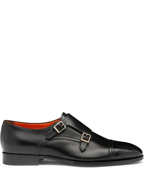Santoni leather monk shoes Black MCAD19027JC6BNTGN01