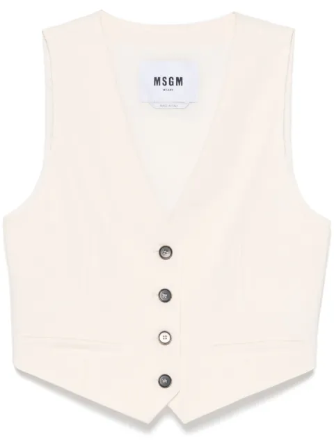 MSGM slub-texture waistcoat Neutrals 3841MDW01257106