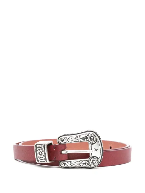 Golden Goose floral-engraved buckle leather belt Red GWA00402A000133