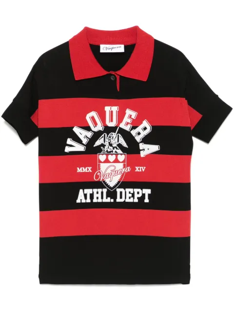 Vaquera striped polo top Black VAQ09N002