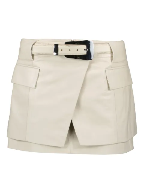 IRO belted leather mini skirt Neutrals WP31YORI