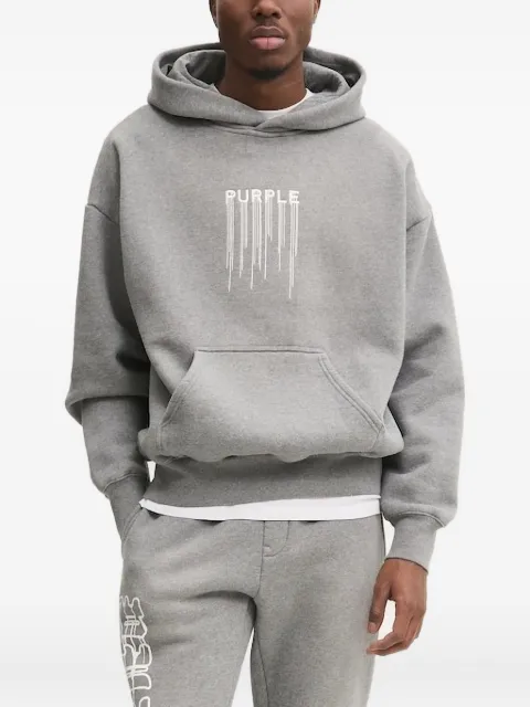 Purple Brand drip-effect hoodie Grey P401HMHT125