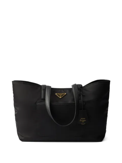 Prada Re-edition 1978 medium Re-nylon and Saffiano leather tote bag Black 1BG555VOOOR064
