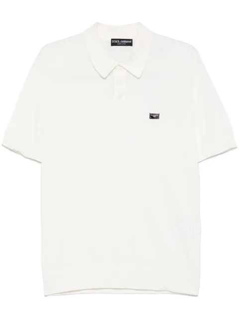 Dolce & Gabbana logo-plaque cotton polo shirt Neutrals GXZ02TJBCE9