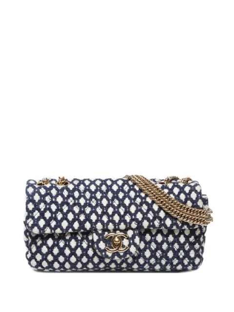 CHANEL Pre-Owned 2008-2009 Classic Flap Knit shoulder bag Blue FF11991