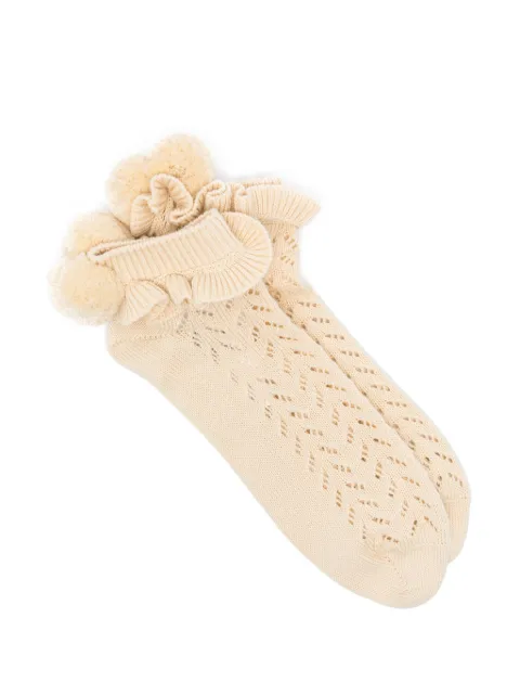 Valentino Garavani cotton pompom socks Neutrals BKI03G9CB