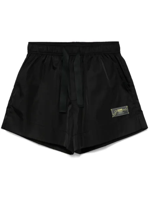 GANNI logo-patch shorts Black W0485