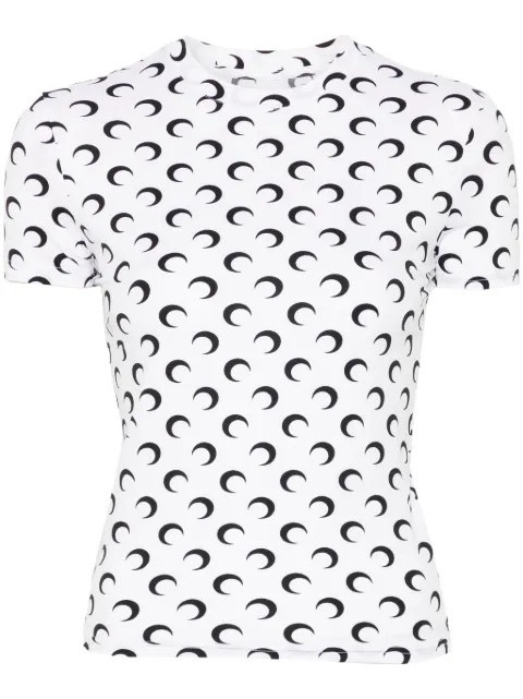 Marine Serre Moon jersey T-shirt White UTS001ACJER0001WH00