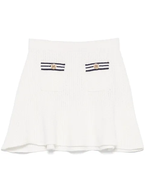 Self-Portrait textured knitted mini skirt White SS25018SKW
