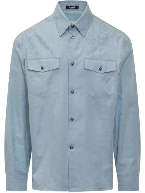 Versace Barocco-jacquard denim shirt Blue 10188351A08883