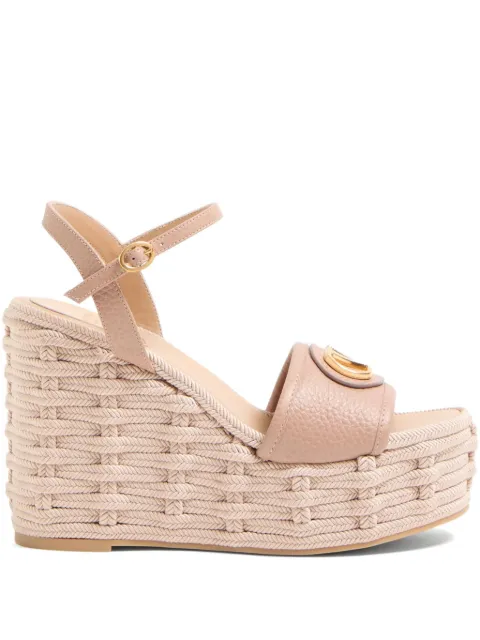 Valentino Garavani VLogo signature wedge sandal in grainy calfskin 120mm Pink WS0LY9DTW