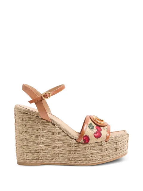 Valentino Garavani VLogo signature Cherryfic pattern wedge sandal 120mm Neutrals WS0LY9CEC