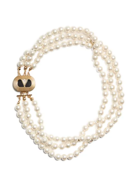 Valentino Garavani Ovalette necklace in metal, enamel, pearls and Swarovski® crystals Gold WJ0AC0NBS