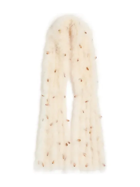 Valentino Garavani feather-embellished scarf White WEN00FFTG