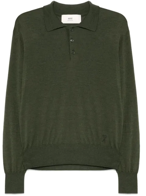AMI Paris fine-knit polo shirt Green HPL366KN0066