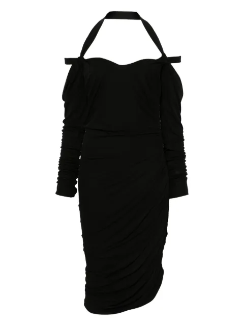 The Attico ruched cold-shoulder party dress Black 251WCW00248VVV105AA