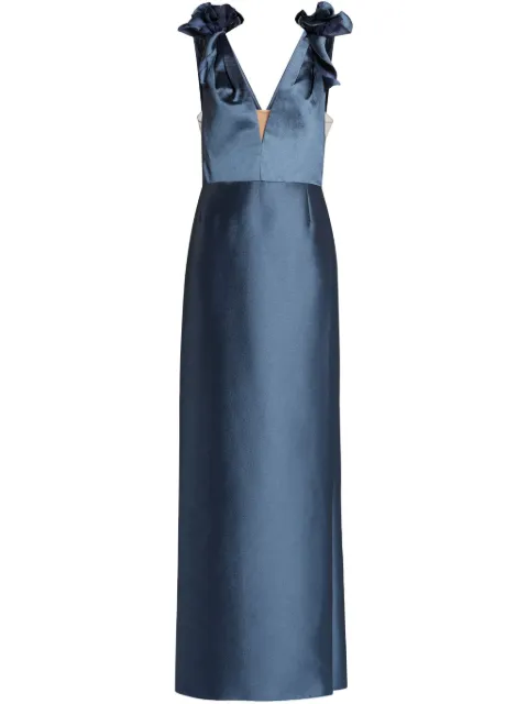 Marchesa Notte satin dress Blue N79G3936