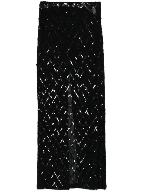 P.A.R.O.S.H. sequin-embellished maxi skirt Black D621509GRADIENT