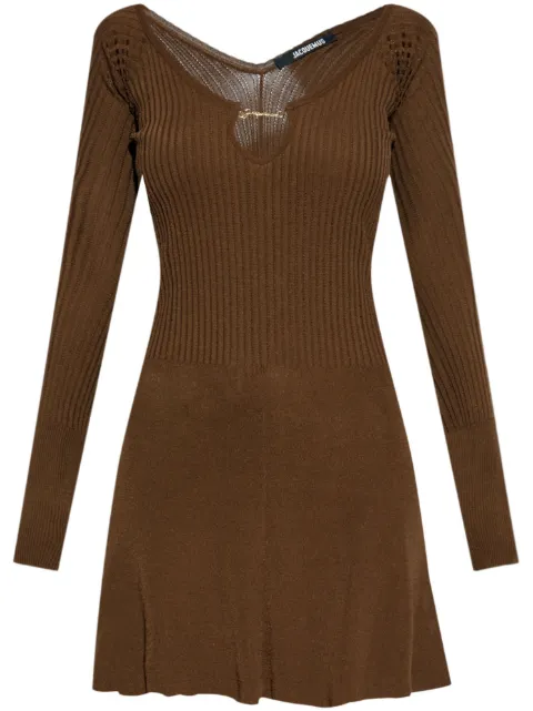 Jacquemus La Robe ribbed minidress Brown 251KN3562424
