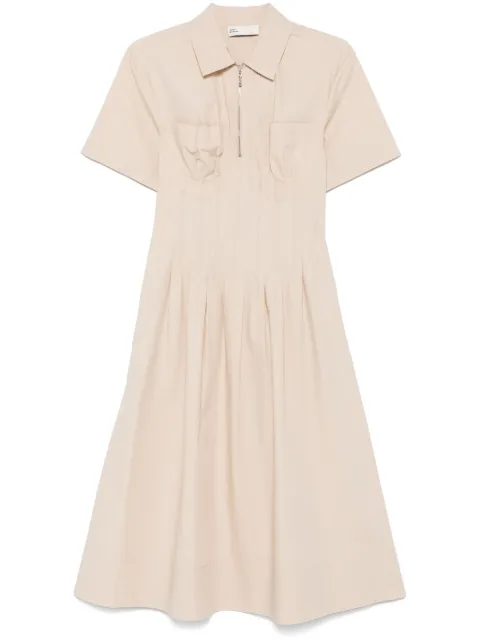 Tory Burch poplin pleat-waist dress Neutrals 167350