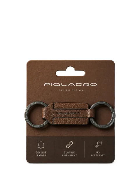 PIQUADRO logo-engraved leather keyring Brown PC6453W130TM