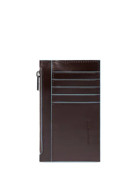 PIQUADRO leather zip-pocket card holder Brown PP6561B2R