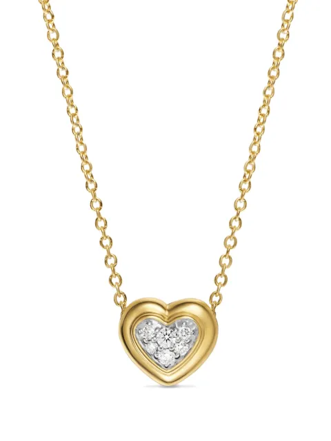 David Yurman 18K yellow gold Puffy Heart diamond necklace Gold N18176D88ADI