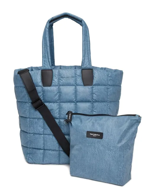 VeeCollective quilted denim tote bag Blue 126202