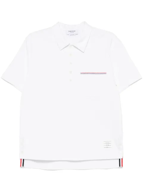 Thom Browne RWB-trim jersey polo shirt White MJP230EJ0235