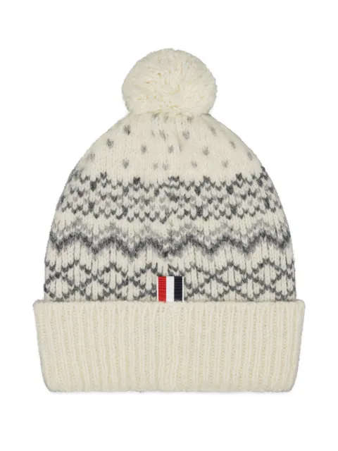 Thom Browne Fair Isle donegal mohair tweed jersey hat Neutrals UKH045AY1506