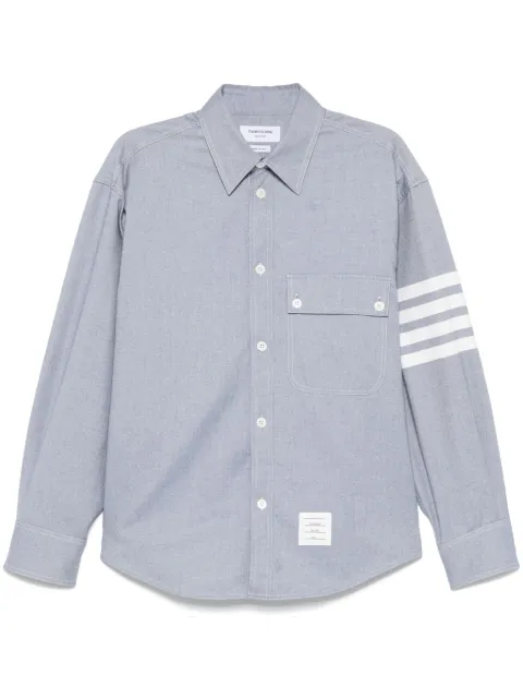 Thom Browne woven flannel 4-Bar oversized shirt Blue MWL420AF0325
