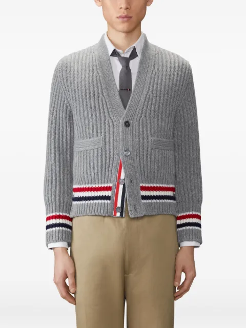 Thom Browne RWB-stripe cashmere cardigan Grey MKC612AY2001