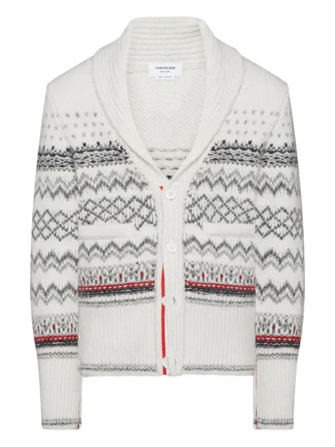 Thom Browne Donegal knitted tweed cardigan White MKC614AY1506