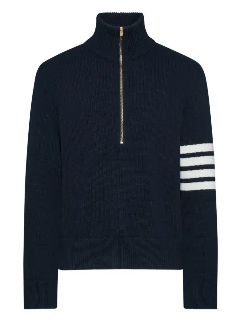 Thom Browne merino wool 4-bar funnel neck pullover Blue MKA567AY1029