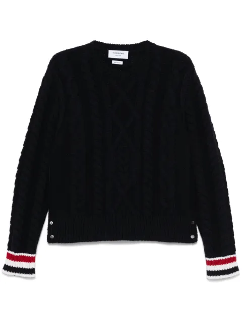 Thom Browne aran-knit wool sweater Blue MKA570AY1005