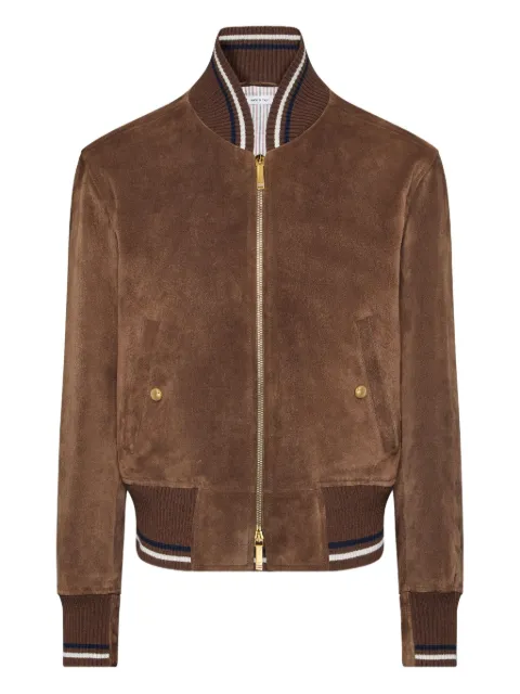 Thom Browne suede knit rib blouson jacket Brown MJO250XL0140