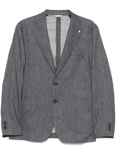 Manuel Ritz brooch-detail blazer Blue 3832G2728253124
